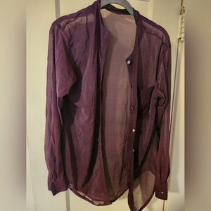 **Sheer Purple Button Up Blouse